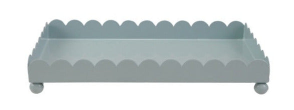 Enameled Metal Scalloped Tray with Ball Feet