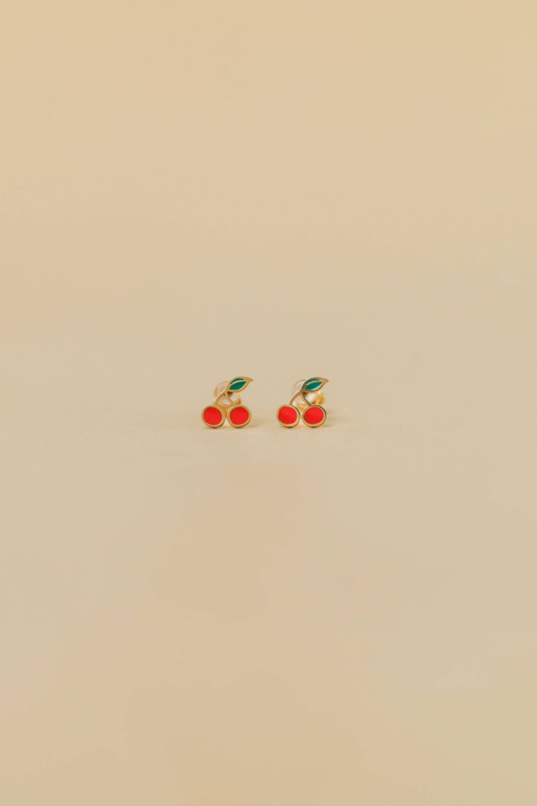 Cherry Enamel Flat Back Kids Earrings