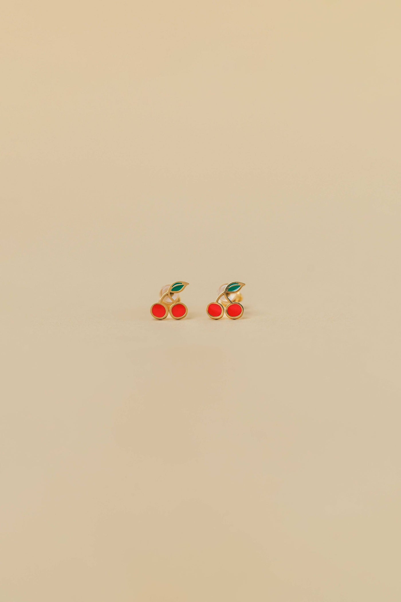 Cherry Enamel Flat Back Kids Earrings