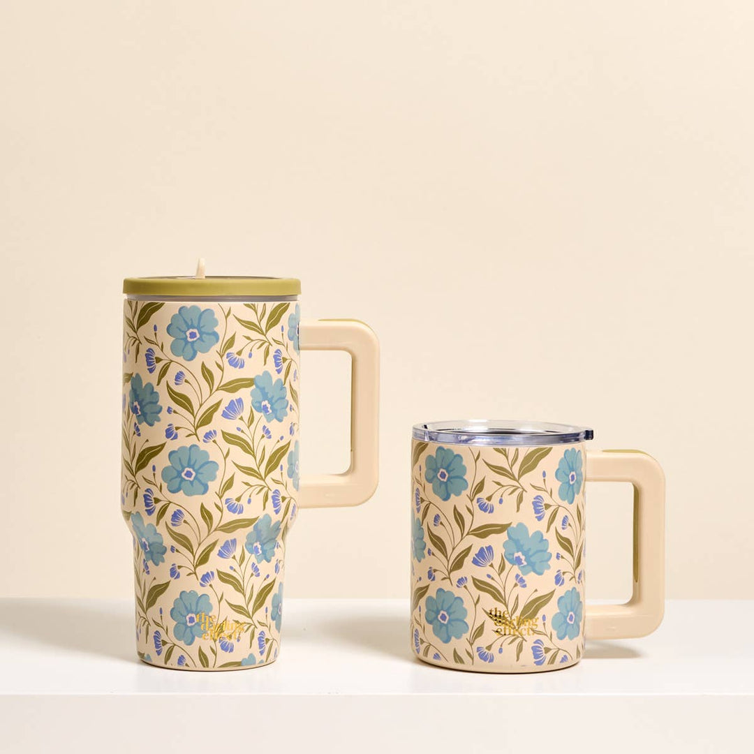 –Poppin' Petals Aqua Insulated Mug
