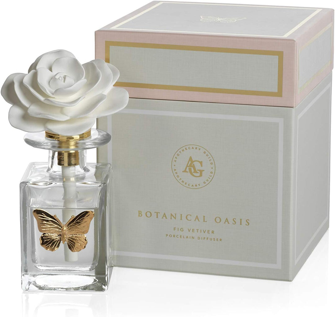 Botanical Oasis Rose Porcelain Diffuser - Fig Vetiver