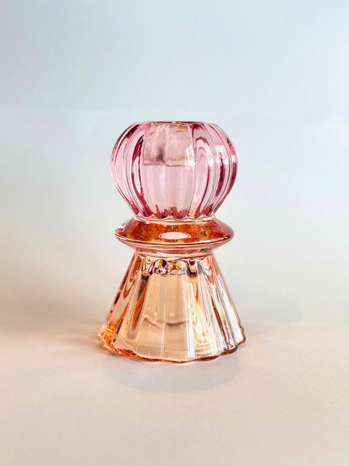 Hazel Mazel Glass Taper Holder Blush & Yellow