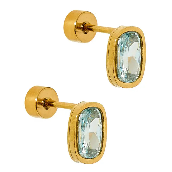 Kay Blue Screwback Stud by Linny