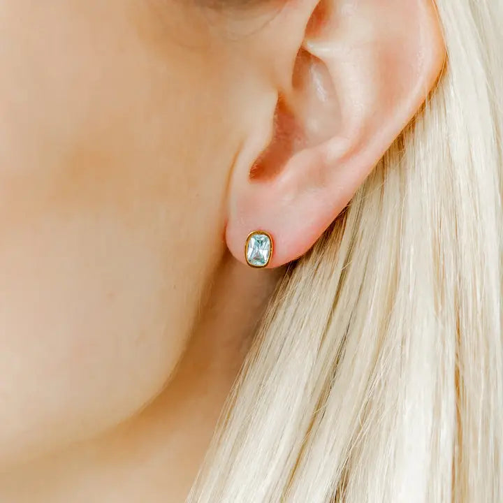 Kay Blue Screwback Stud by Linny