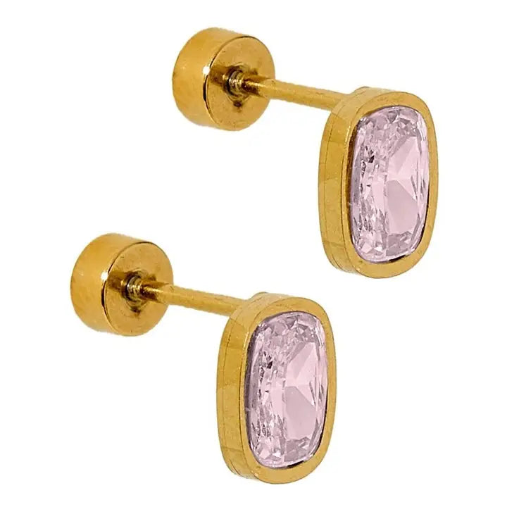 Kay Pink Screwback Stud by Linny