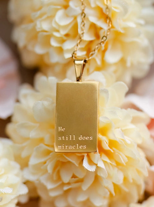 "He Still Does Miracles" 18K Gold Necklace