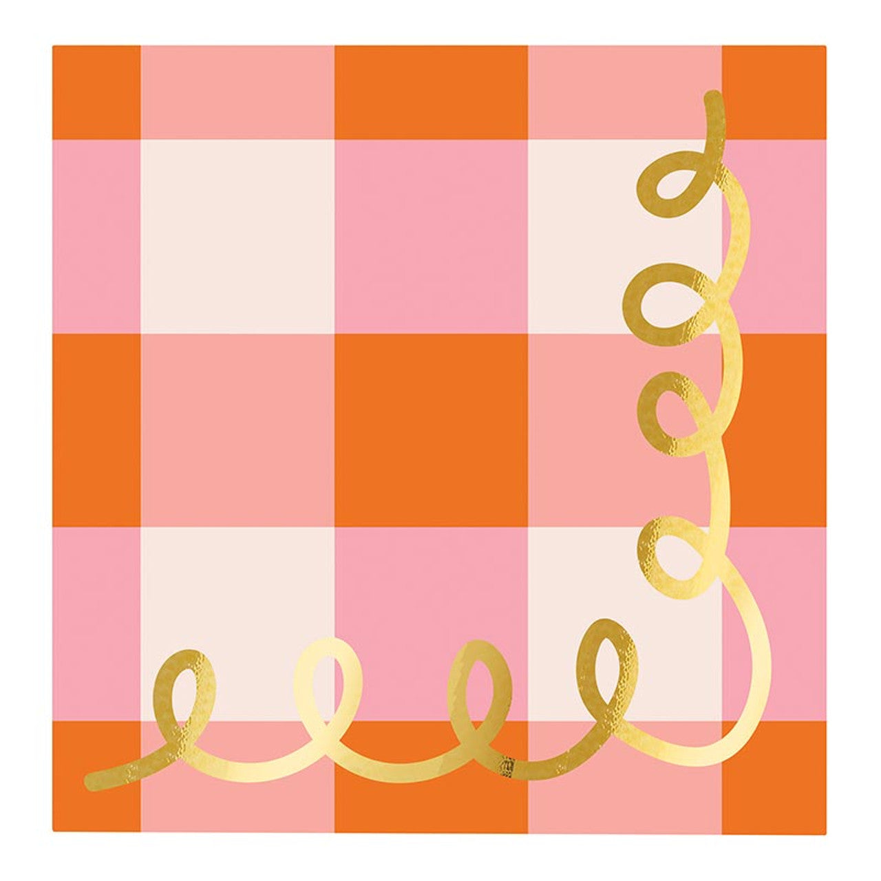 Pink Plaid Foil Napkin