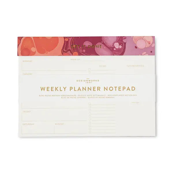 Weekly Planner Notepad Cherry/Peach Marble