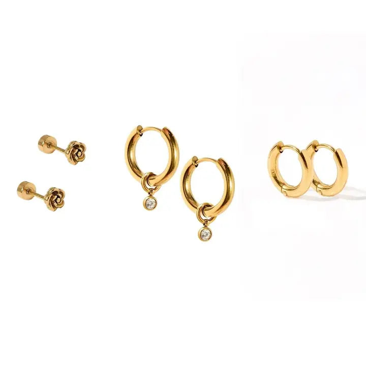Portland Huggie & Screwback Stud Set by Linny