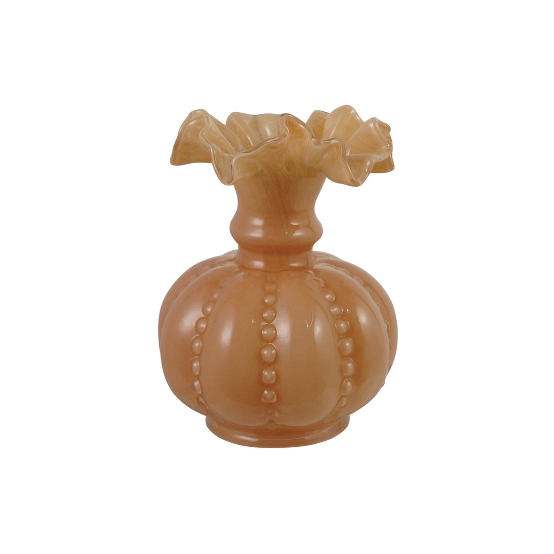 Handblown Glass Ruffled Vase