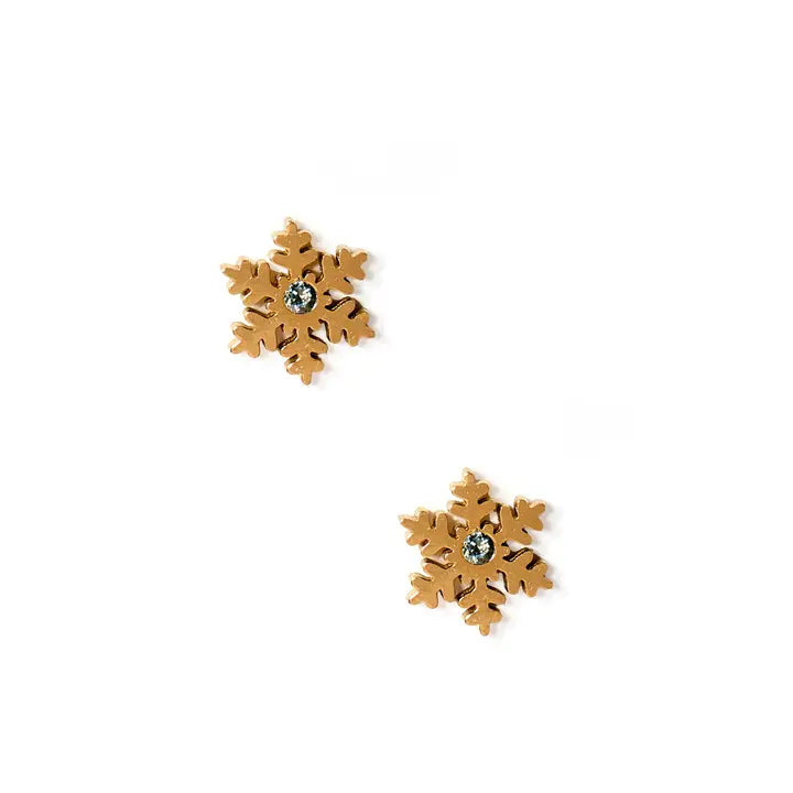 Snowflake Gold Screwback Stud by Linny