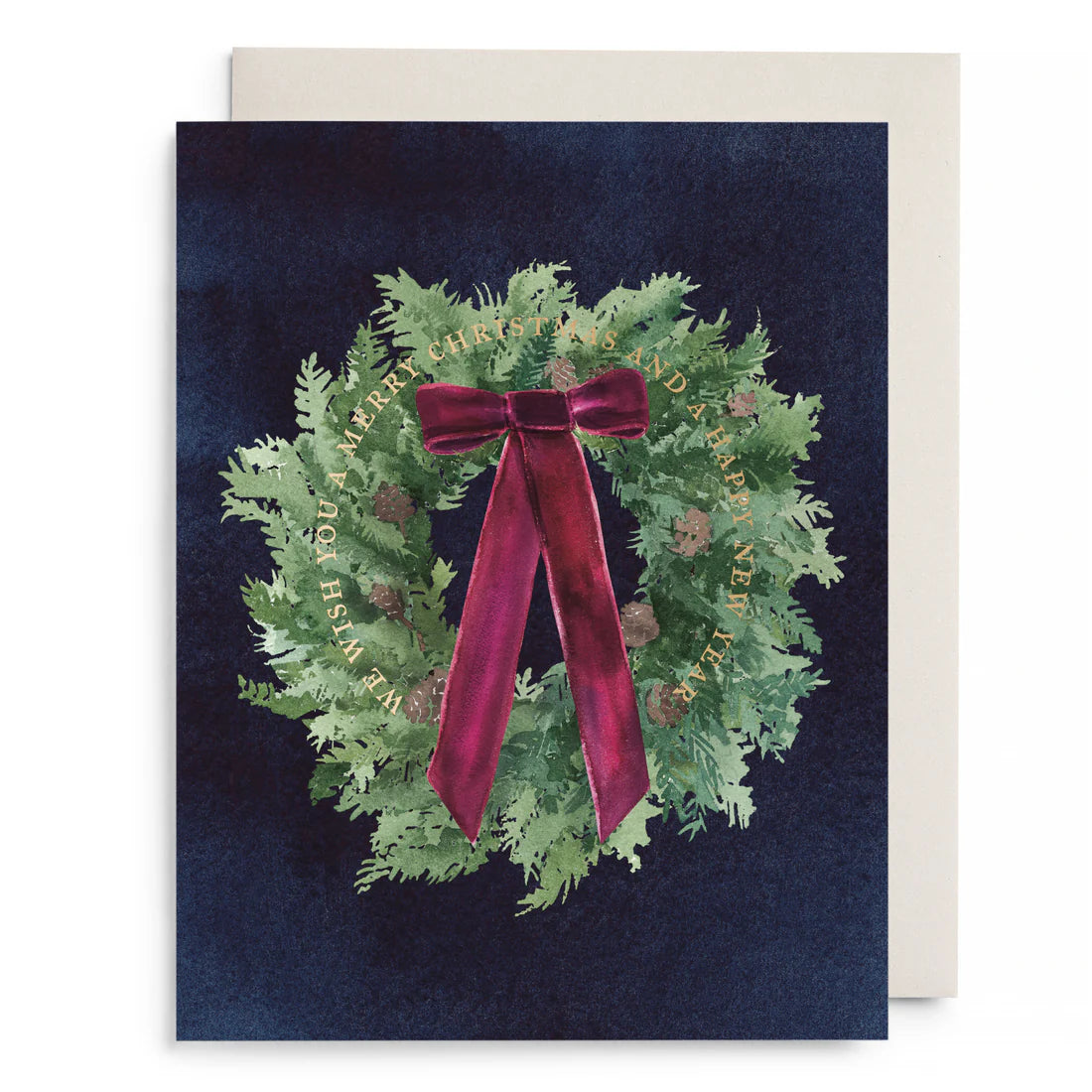 Velvet Bow Wreath Greeting Card