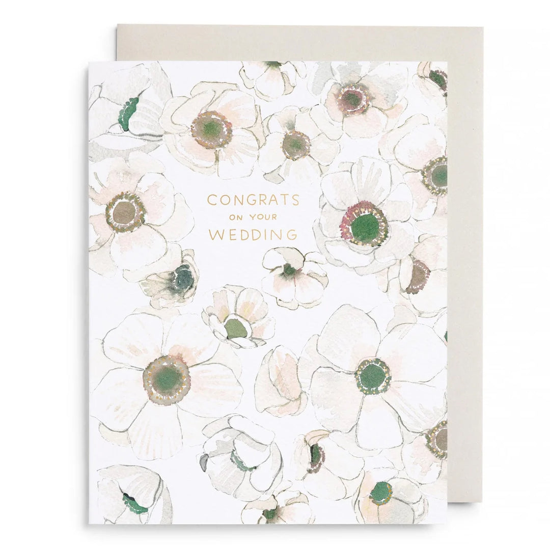 White Flower Wedding Card
