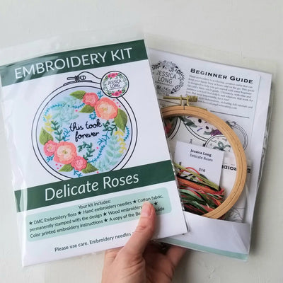 Delicate Roses Beginner Embroidery Kit