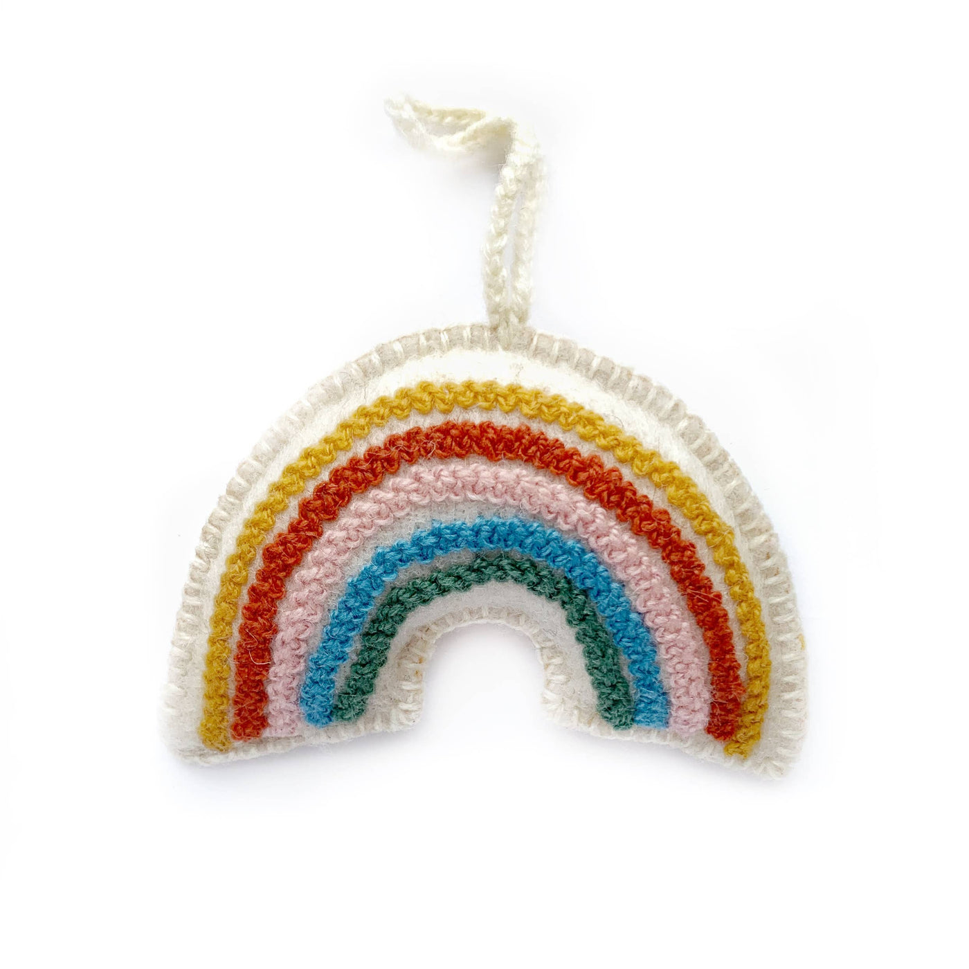 Rainbow Embroidered Wool Christmas Ornament