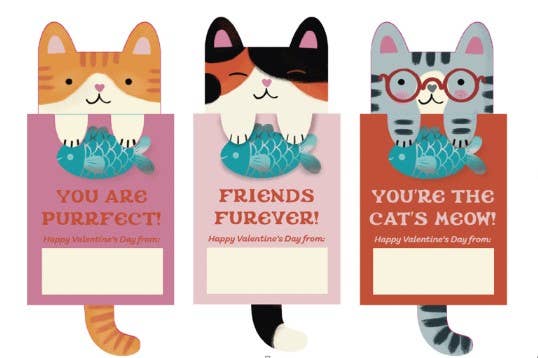 Cat Bookmark Valentines