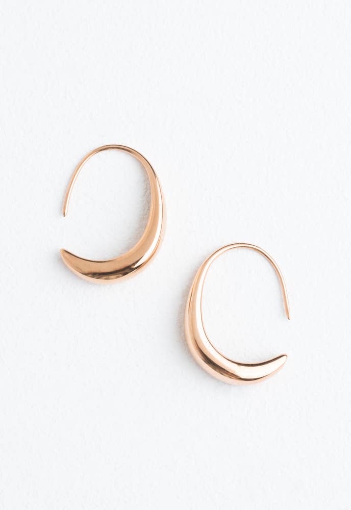 Moon Thread Drop Earrings in Rose Gold
