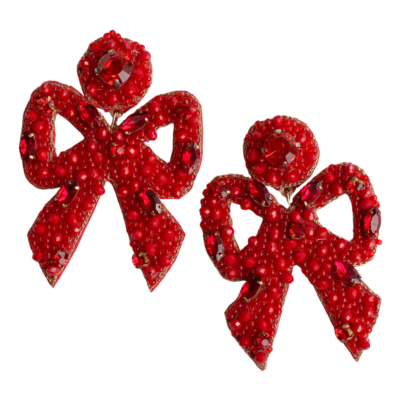 Hayley Bow Earrings | Red