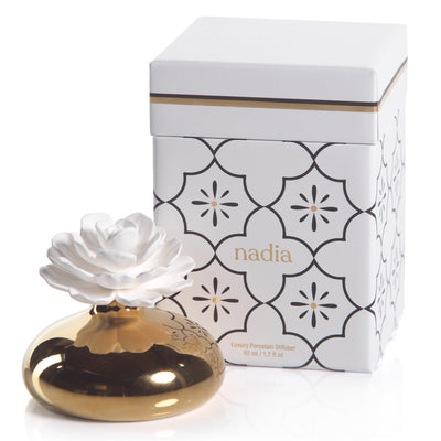 Porcelain Diffuser - BLUSH Moroccan Peony Scent, NADIA Moroccan Peony Scent, NADIA White Rose Scent