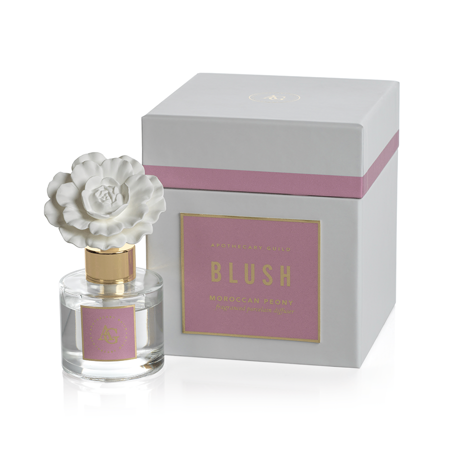 Porcelain Diffuser - BLUSH Moroccan Peony Scent, NADIA Moroccan Peony Scent, NADIA White Rose Scent