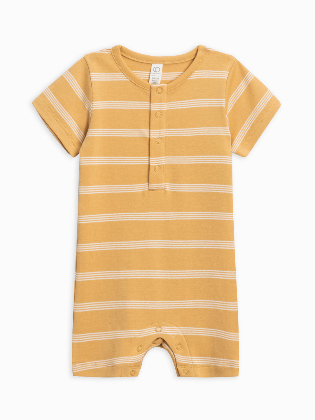 Mason Short Sleeve Romper - Buckly Stripe / Ivory + Honey 3-6
