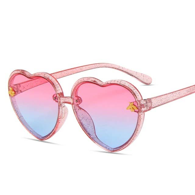 Heart Sunglasses - Pink Glitter